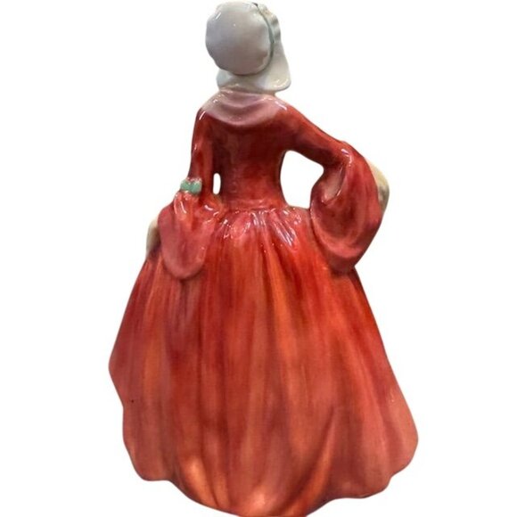 Royal Doulton Janet Figurine HN1637 Red Dress Lady Holding Basket Of Flowers - Picture 4 of 7